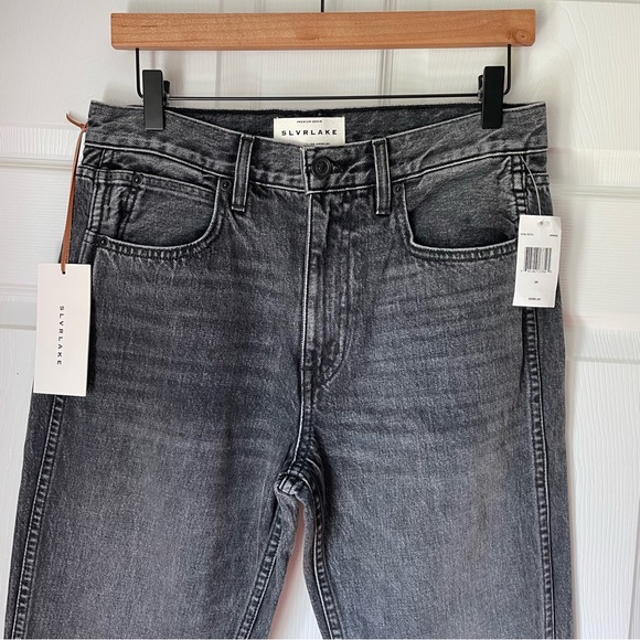 SLVRLAKE Virginia Slim Straight Distressed Grey Black Many Moons Denim Jeans 28 - Picture 5 of 11